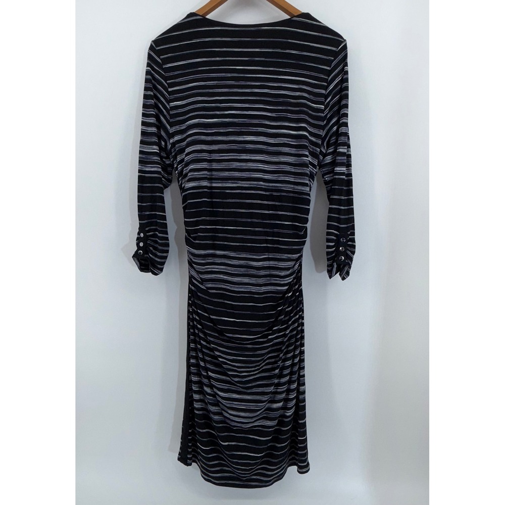 White House Black‎ Market Striped Ruched Sheath Dress Black White Square Neck L - Picture 4 of 7